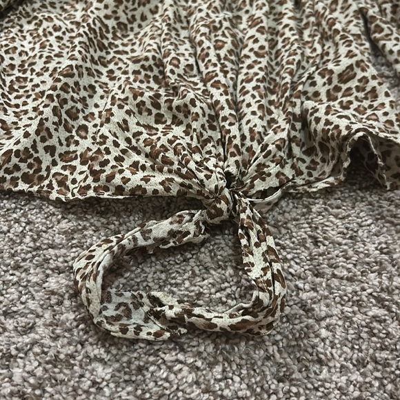 Free People Movement Cheetah Print Smocked Off Shoulder Blouse - Picture 4 of 11